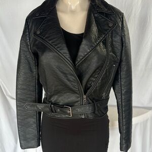 Victoria's Secret Black Leather look vegan  Moto Jacket
